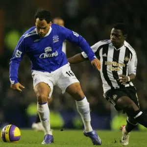 Everton v Newcastle United Joleon Lescott and Obafemi Martins in action Everton v Newcastle United Joleon Lescott and Obafemi Martins in action