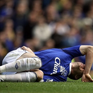 Everton v Sheffield United - 21 / 10 / 06 Andrew Johnson of Everton lies on the grass after a heavy challenge