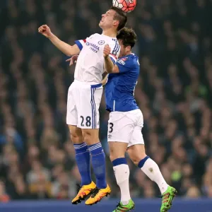 Everton vs Chelsea: Aerial Battle Between Azpilicueta and Baines in Emirates FA Cup Quarterfinals at Goodison Park Everton vs Chelsea: Aerial Battle Between Azpilicueta and Baines in Emirates FA Cup Quarterfinals at Goodison Park