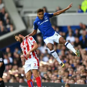 Everton vs Stoke City: Intense Battle for Possession - Dominic Calvert-Lewin vs Erik Pieters at Goodison Park (Premier League 2017-18)