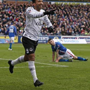 Everton's Aaron Lennon: Exulting in His Second Goal Against Carlisle United in the FA Cup