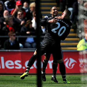 Everton's Aaron Lennon and Ross Barkley: A Dazzling Duo Celebrates First Goal Against Swansea City in the Premier League