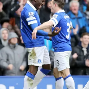 Everton's Double Strike: Lukaku and Baines Celebrate at Goodison Park Everton's Double Strike: Lukaku and Baines Celebrate at Goodison Park