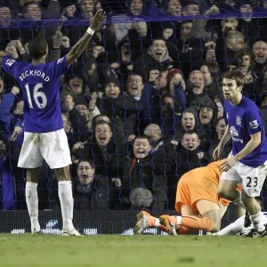 Everton's Double Strike: Seamus Coleman's Goal and Spurs Disappointment (Everton v Tottenham Hotspur, Barclays Premier League, Goodison Park, 05 January 2011) Everton's Double Strike: Seamus Coleman's Goal and Spurs Disappointment (Everton v Tottenham Hotspur, Barclays Premier League, Goodison Park, 05 January 2011)