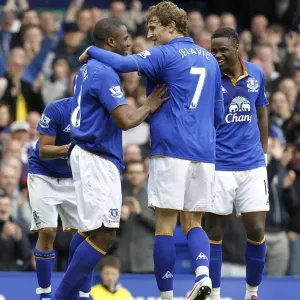 Everton's Double Trouble: Anichebe and Jelavic Celebrate Goals Against West Bromwich Albion (March 31, 2012) Everton's Double Trouble: Anichebe and Jelavic Celebrate Goals Against West Bromwich Albion (March 31, 2012)