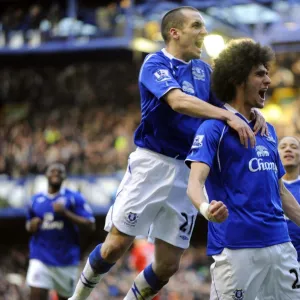 Everton's Fellaini and Osman Celebrate FA Cup Quarterfinal Goal vs. Middlesbrough (2009)