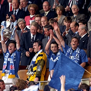 Everton's Glory: FA Cup Victory over Manchester United (1995) - Dave Watson Lifts the Trophy