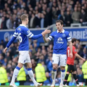 Everton's Glory: John Stones and Leighton Baines Celebrate Historic 2-0 Victory Over Manchester United at Goodison Park (Barclays Premier League, 21-04-2014) Everton's Glory: John Stones and Leighton Baines Celebrate Historic 2-0 Victory Over Manchester United at Goodison Park (Barclays Premier League, 21-04-2014)