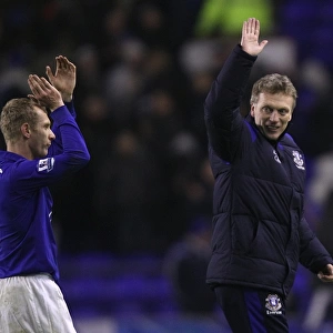 Everton's Glory: Moyes and Hibbert Celebrate Premier League Victory Over Manchester City (31 January 2012)