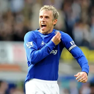 Everton's Glory: Phil Neville's Triumphant Moment - Everton's Victory Celebration vs Manchester City (07 May 2011, Goodison Park) Everton's Glory: Phil Neville's Triumphant Moment - Everton's Victory Celebration vs Manchester City (07 May 2011, Goodison Park)
