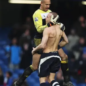 Everton's Glory: Tim Howard and Johnny Heitinga Celebrate FA Cup Victory at Stamford Bridge (19 February 2011)