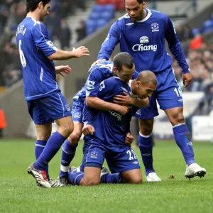 Everton's James Vaughan Celebrates Thrilling Goal Against Bolton Wanderers in FA Barclays Premiership (2007)