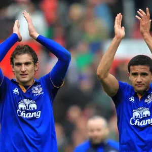Everton's Jelavic and Cahill Unite in Appreciation: Everton's Historic Victory at Old Trafford (22 April 2012) Everton's Jelavic and Cahill Unite in Appreciation: Everton's Historic Victory at Old Trafford (22 April 2012)