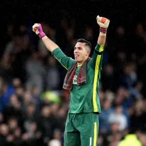 Everton's Joel Robles Celebrates Premier League Victory Over Manchester City at Goodison Park Everton's Joel Robles Celebrates Premier League Victory Over Manchester City at Goodison Park