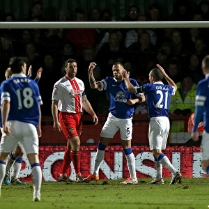 Everton's Johnny Heitinga: Celebrating a Triumphant Hat-trick in FA Cup Fourth Round Win Against Stevenage (25.01.2014)