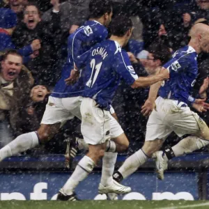 Evertons Johnson celebrates after scoring during their English Premier League soccer match against