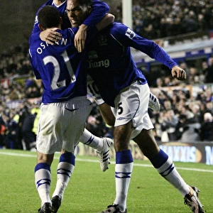Everton's Joleon Lescott and Leon Osman Celebrate First Goal vs. Aston Villa (08/09)