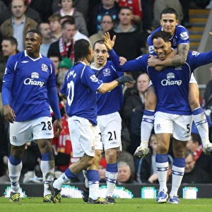 Everton's Joleon Lescott Scores the Opener against Liverpool in FA Cup Fourth Round (08/09)