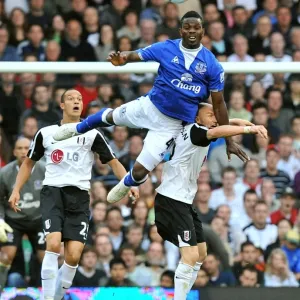 Everton's Joseph Yobo vs. Fulham's Andrew Johnson: Aerial Battle in the Premier League Everton's Joseph Yobo vs. Fulham's Andrew Johnson: Aerial Battle in the Premier League