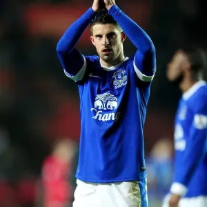 Everton's Kevin Mirallas Celebrates with Fans: A Heartwarming Moment after the 0-0 Draw against Southampton (January 21, 2013) Everton's Kevin Mirallas Celebrates with Fans: A Heartwarming Moment after the 0-0 Draw against Southampton (January 21, 2013)