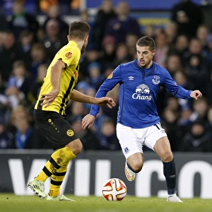 Everton's Kevin Mirallas Fights in Europa League Clash against BSC Young Boys at Goodison Park