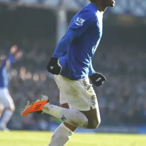 Everton's Louis Saha: Celebrating the Opening Goal in FA Cup Fourth Round Clash Against Chelsea at Goodison Park (29 January 2011) Everton's Louis Saha: Celebrating the Opening Goal in FA Cup Fourth Round Clash Against Chelsea at Goodison Park (29 January 2011)