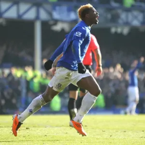 Everton's Louis Saha: Jubilant Over Opening Goal Against Chelsea in FA Cup (29 January 2011) Everton's Louis Saha: Jubilant Over Opening Goal Against Chelsea in FA Cup (29 January 2011)