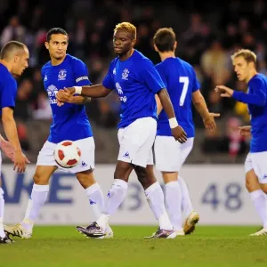 Everton's Louis Saha: Scoring Glory in Melbourne Heart Pre-Season Friendly at Etihad Stadium