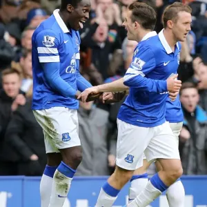 Everton's Lukaku and Baines: Double Trouble - Celebrating a Thrilling 3-2 Victory Over Swansea in the Premier League (Goodison Park, 22-03-2014) Everton's Lukaku and Baines: Double Trouble - Celebrating a Thrilling 3-2 Victory Over Swansea in the Premier League (Goodison Park, 22-03-2014)