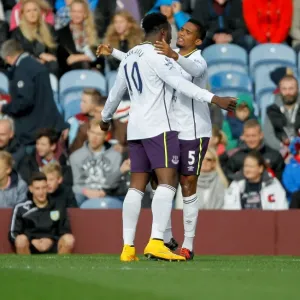 Everton's Lukaku and Eto'o: A Dynamic Duo Celebrates a Goal Against Burnley Everton's Lukaku and Eto'o: A Dynamic Duo Celebrates a Goal Against Burnley