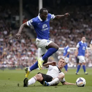 Everton FC Print: Lukaku Leaps Past Sidwell Everton FC Print: Lukaku Leaps Past Sidwell
