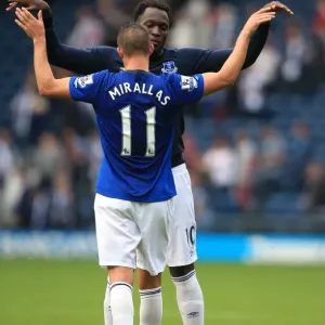 Everton's Lukaku and Mirallas: Premier League Victory Celebration vs. West Bromwich Albion Everton's Lukaku and Mirallas: Premier League Victory Celebration vs. West Bromwich Albion