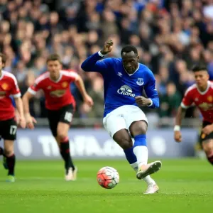 Everton's Lukaku Takes Penalty at Emirates FA Cup Semi-Final vs Manchester United at Wembley Stadium Everton's Lukaku Takes Penalty at Emirates FA Cup Semi-Final vs Manchester United at Wembley Stadium