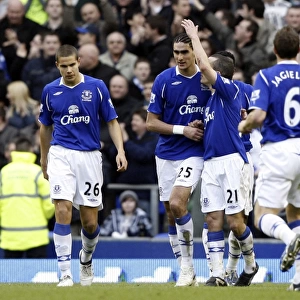 Everton's Marouane Fellaini Scores Third Goal vs. Stoke City in Barclays Premier League: Everton v Stoke City, Goodison Park, 14/3/09