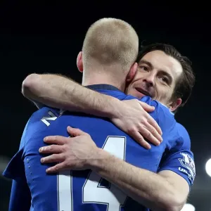 Everton's Naismith and Baines: Triumphant Third Goal Celebration vs. Queens Park Rangers Everton's Naismith and Baines: Triumphant Third Goal Celebration vs. Queens Park Rangers