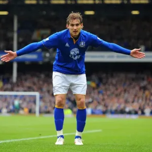 Everton's Nikica Jelavic Scores Double: Everton 2-0 Fulham (Barclays Premier League, Goodison Park, 28 April 2012) Everton's Nikica Jelavic Scores Double: Everton 2-0 Fulham (Barclays Premier League, Goodison Park, 28 April 2012)