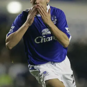 Evertons Osman celebrates scoring during their English Premier League soccer match against West Ham Evertons Osman celebrates scoring during their English Premier League soccer match against West Ham