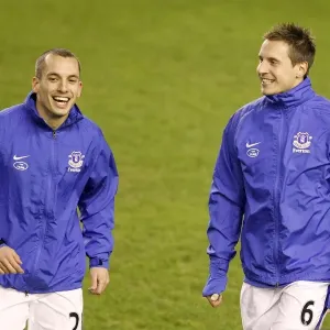 Everton's Osman and Jagielka: A Light-Hearted Moment Before Securing a 2-1 Victory Over West Bromwich Albion (BPL, Goodison Park, 30-01-2013) Everton's Osman and Jagielka: A Light-Hearted Moment Before Securing a 2-1 Victory Over West Bromwich Albion (BPL, Goodison Park, 30-01-2013)
