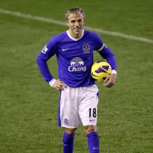 Everton's Phil Neville: Triumphant Reaction to Victory over Wigan Athletic (26-12-2012, Everton 2 - Wigan Athletic 1, Goodison Park) Everton's Phil Neville: Triumphant Reaction to Victory over Wigan Athletic (26-12-2012, Everton 2 - Wigan Athletic 1, Goodison Park)