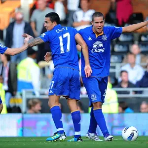 Everton's Rodwell and Cahill: Celebrating Their Third Goal Against Fulham (October 23, 2011)