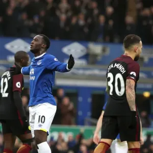 Everton's Romelu Lukaku Celebrates First Goal Against Manchester City at Goodison Park Everton's Romelu Lukaku Celebrates First Goal Against Manchester City at Goodison Park