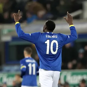Everton's Romelu Lukaku Celebrates First Goal vs. Leicester City in FA Cup Third Round at Goodison Park Everton's Romelu Lukaku Celebrates First Goal vs. Leicester City in FA Cup Third Round at Goodison Park