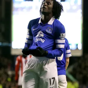 Everton's Romelu Lukaku Celebrates Fourth Goal Against Stoke City in Premier League Everton's Romelu Lukaku Celebrates Fourth Goal Against Stoke City in Premier League