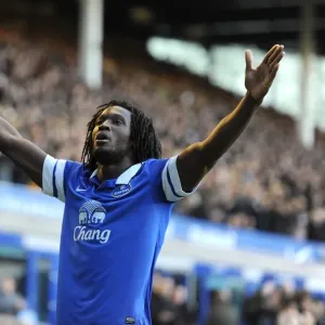Everton's Romelu Lukaku: Double Delight as He Celebrates Second Goal Against Southampton (29-12-2013: Everton 2 - Southampton 1, Goodison Park) Everton's Romelu Lukaku: Double Delight as He Celebrates Second Goal Against Southampton (29-12-2013: Everton 2 - Southampton 1, Goodison Park)