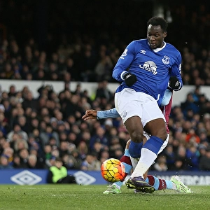 Everton's Romelu Lukaku Nets Fourth Goal vs. Aston Villa at Goodison Park, Barclays Premier League