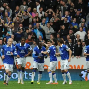 Everton's Romelu Lukaku Scores and Celebrates Second Goal Against Hull City in Barclays Premier League Everton's Romelu Lukaku Scores and Celebrates Second Goal Against Hull City in Barclays Premier League
