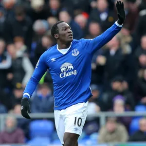 Everton's Romelu Lukaku Scores First Goal: Everton vs West Ham United, Barclays Premier League, Goodison Park