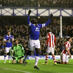 Everton's Romelu Lukaku Scores Fourth Goal vs. Stoke City in Barclays Premier League