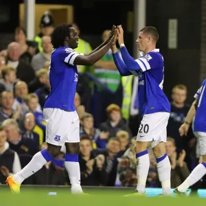 Everton's Ross Barkley and Romelu Lukaku Celebrate Second Goal Against Newcastle United (30-09-2013, Goodison Park) Everton's Ross Barkley and Romelu Lukaku Celebrate Second Goal Against Newcastle United (30-09-2013, Goodison Park)