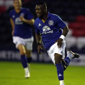 Everton's Royston Drenthe: Celebrating the Goal that Secured Victory in the Everton v Aston Villa Reserve Match at Halton Stadium (September 13, 2011)